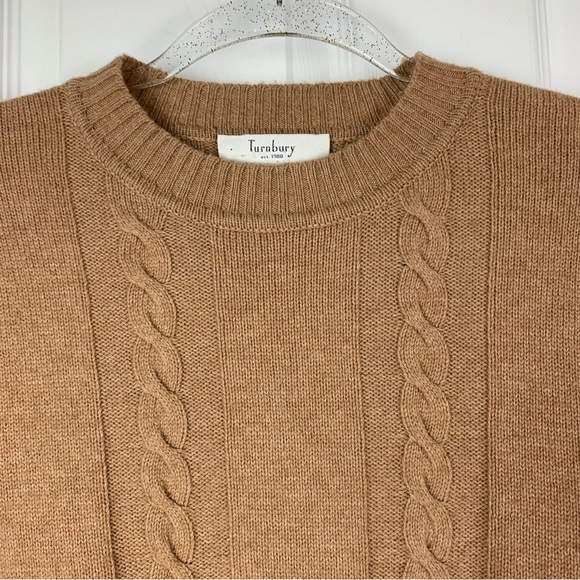 Turnbury Cable Pullover Knit Sweater Top Camel Brown - Picture 2 of 5
